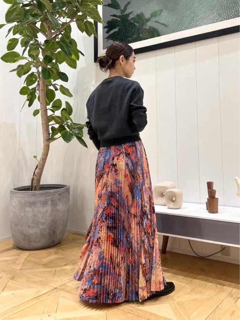 CABaN コットンカシミヤ　クルーネックカーディガン　チャコールグレー　S