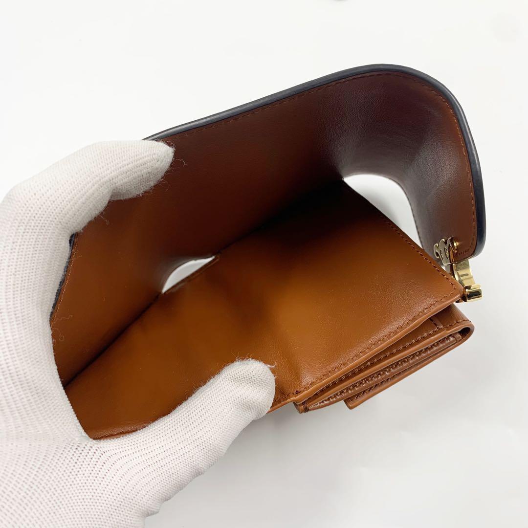 【✨美品✨】セリーヌ トリオンフ 三つ折り財布 キャンバス レザー ベージュ