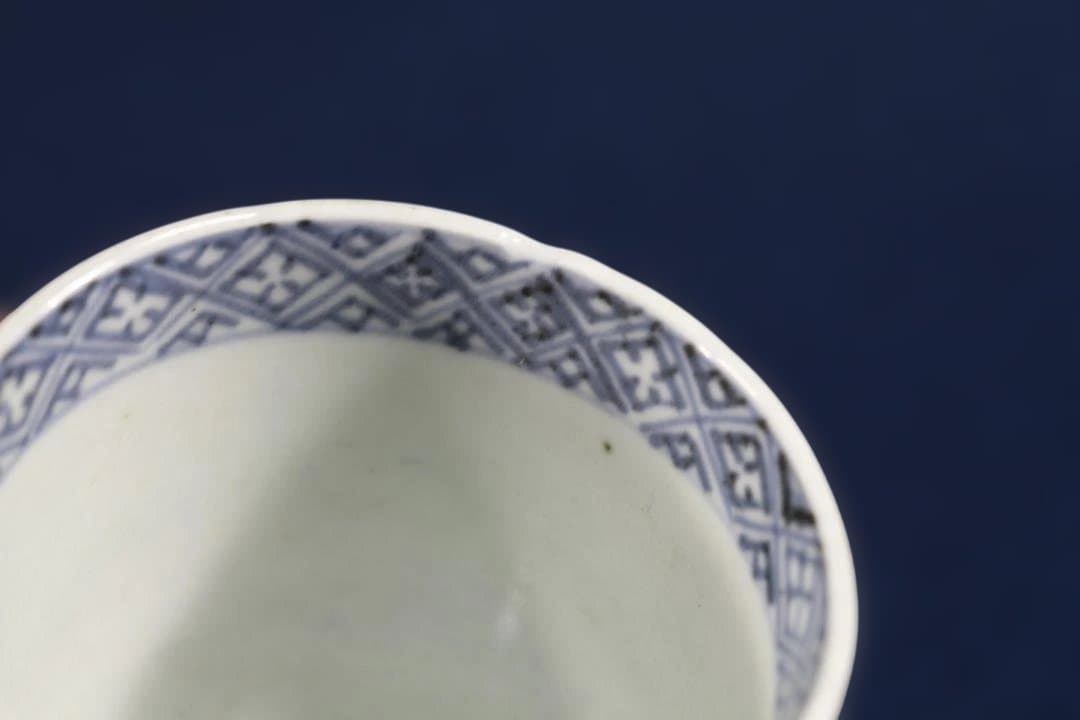 578　古伊万里大振染付松竹梅図蕎麦猪口　無傷　幕末