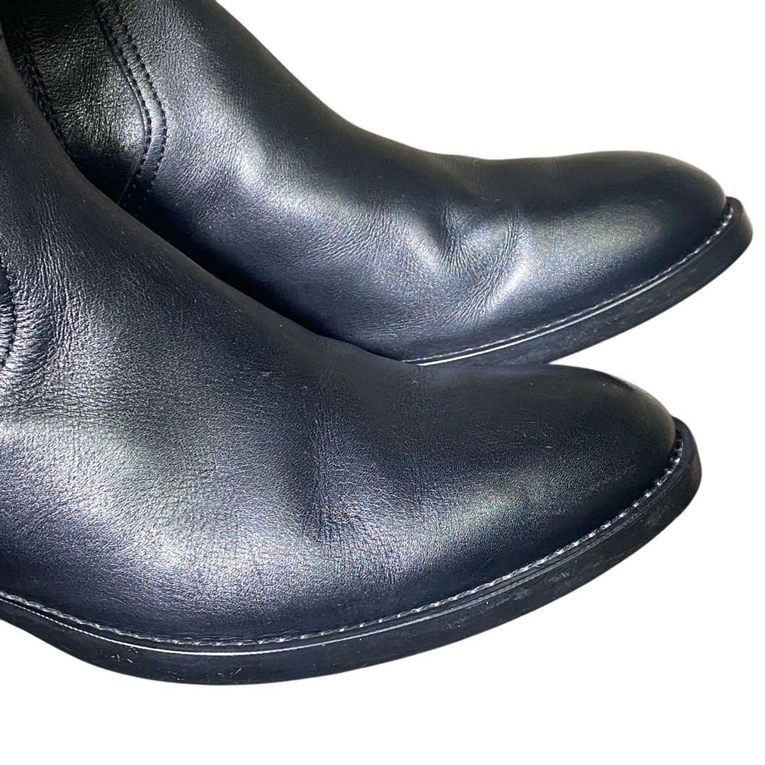 TOD’S トッズ 22.5 ロングブーツ レザー ブラック サイドジップ 黒色