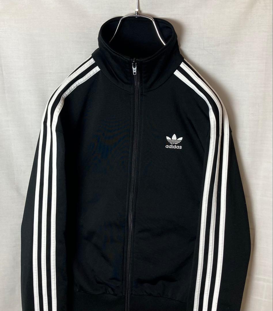 (専用)adidas刺繍トレフォイルロゴ×三本線ブラックジャージトラックJKT