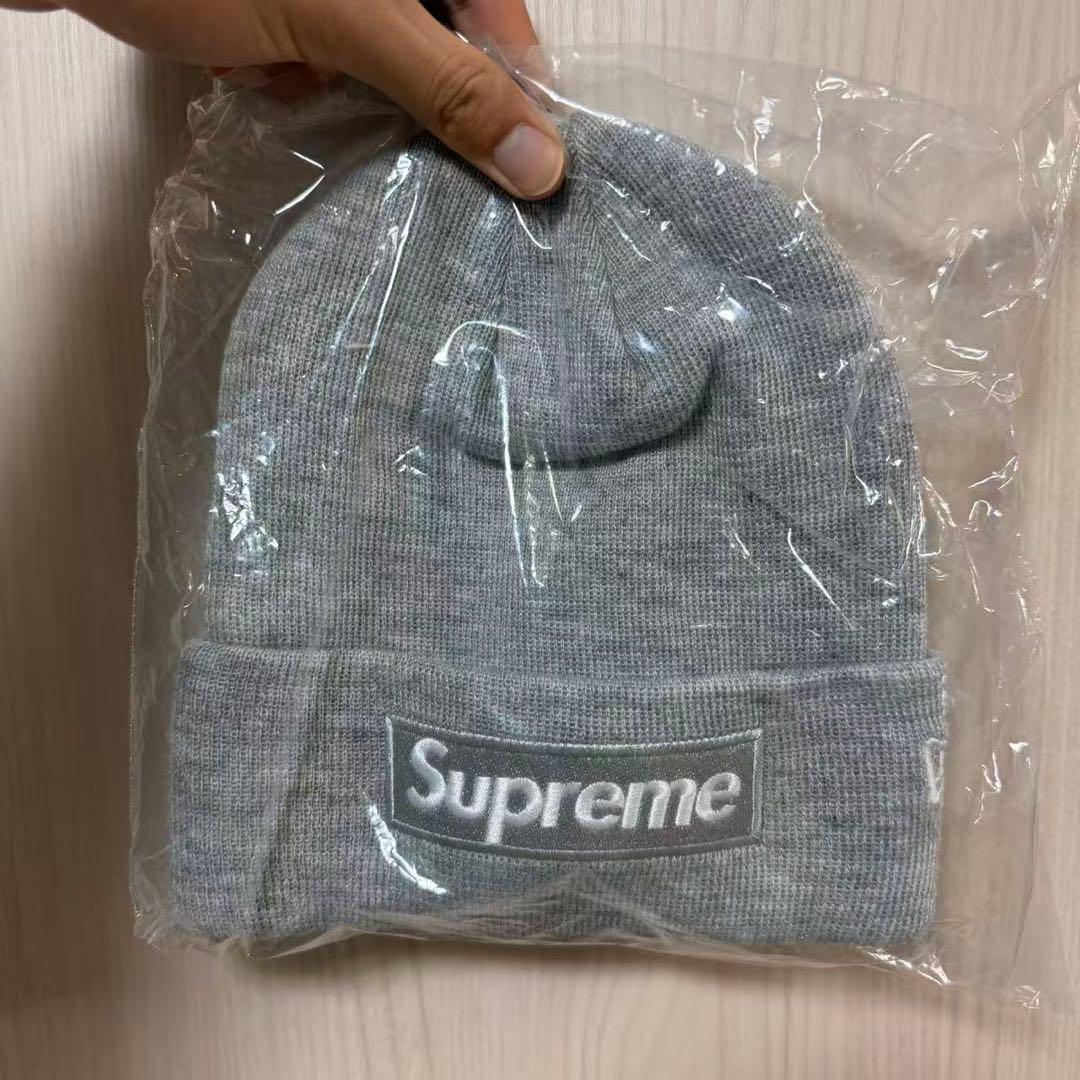 え*蔵様 Supreme ニット帽 NEW ERA BOX LOGO グレー