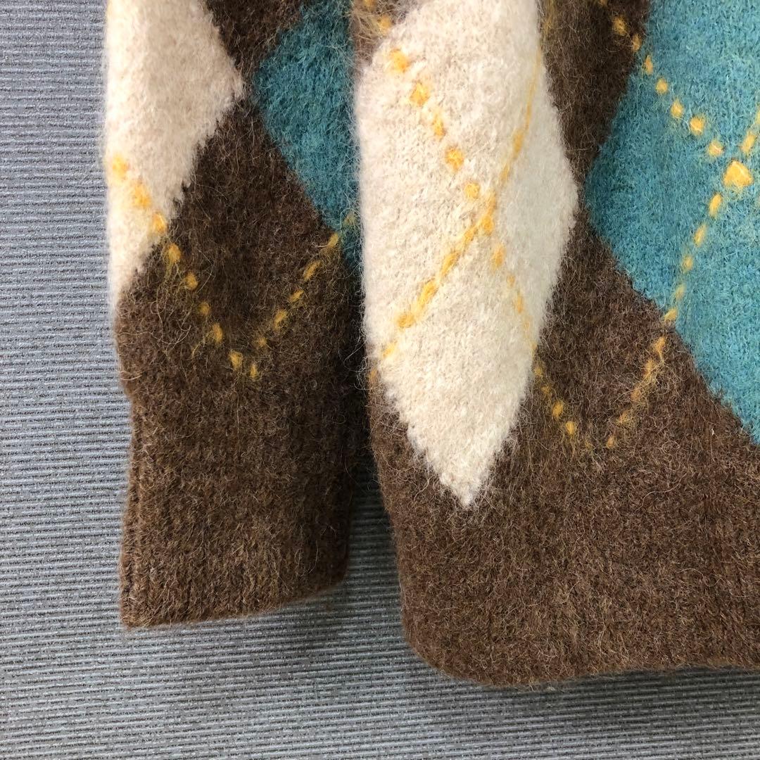 THE SHINZONE シャギーアーガイルカーディガン ブラウン