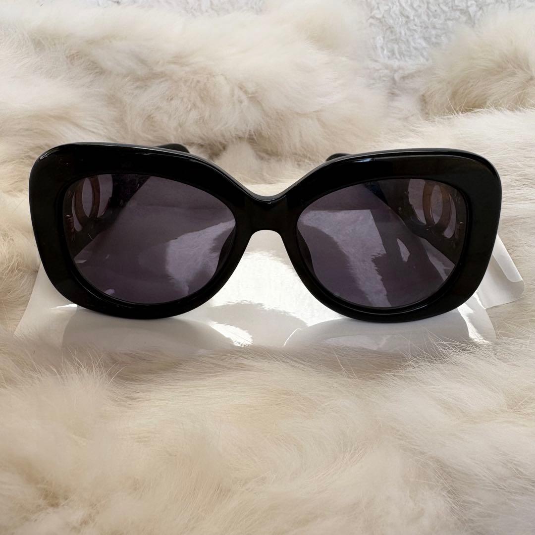 CHANEL シャネル ブラック ゴールドロゴ ココマーク フルリム サングラス