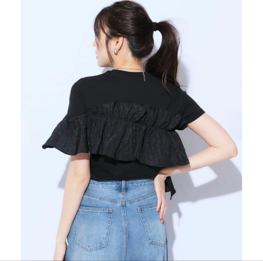 Mystrada マイストラーダ アシメフリルTシャツ ブラック M