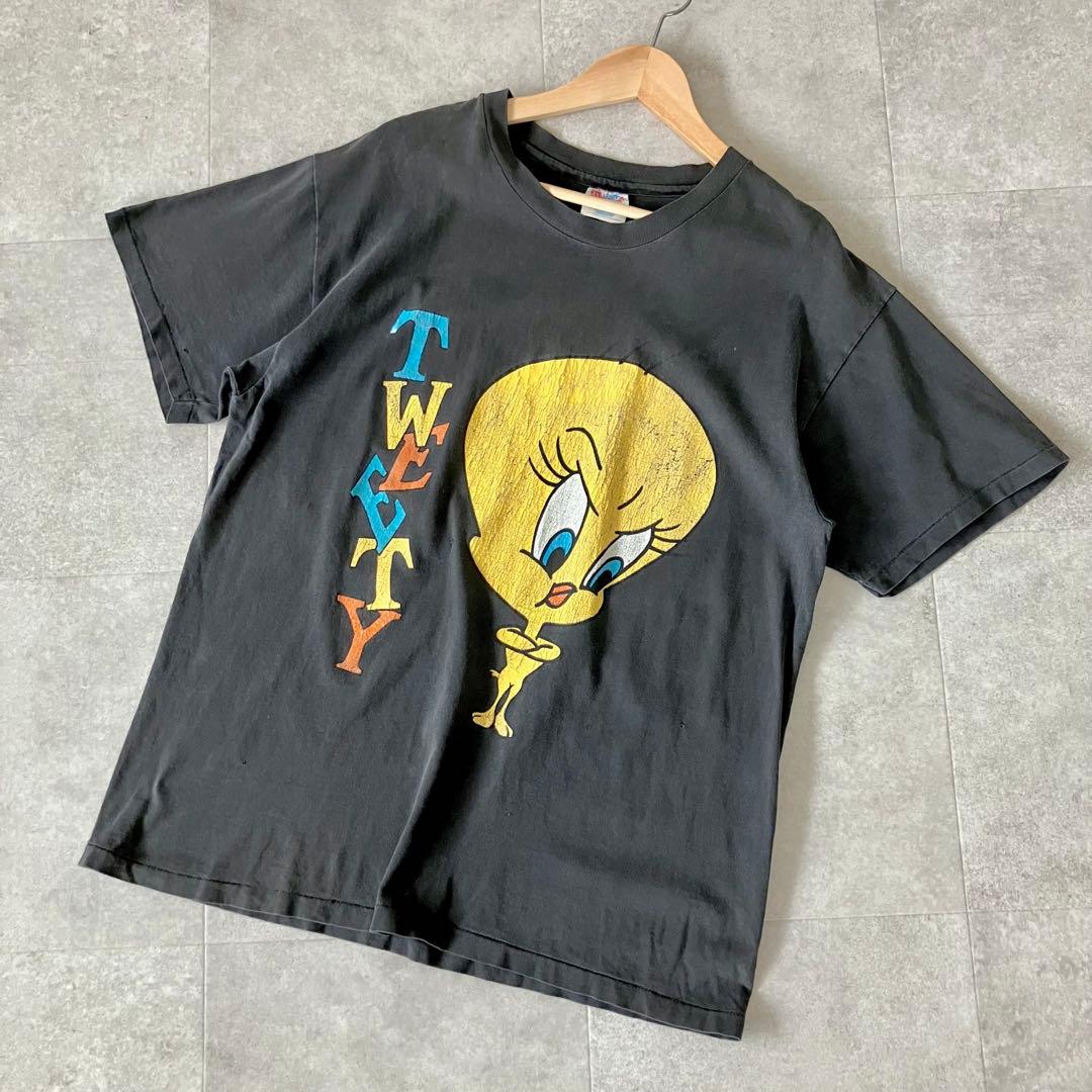 90s 00s TWEETY Hanes プリント Tシャツ/L/古着