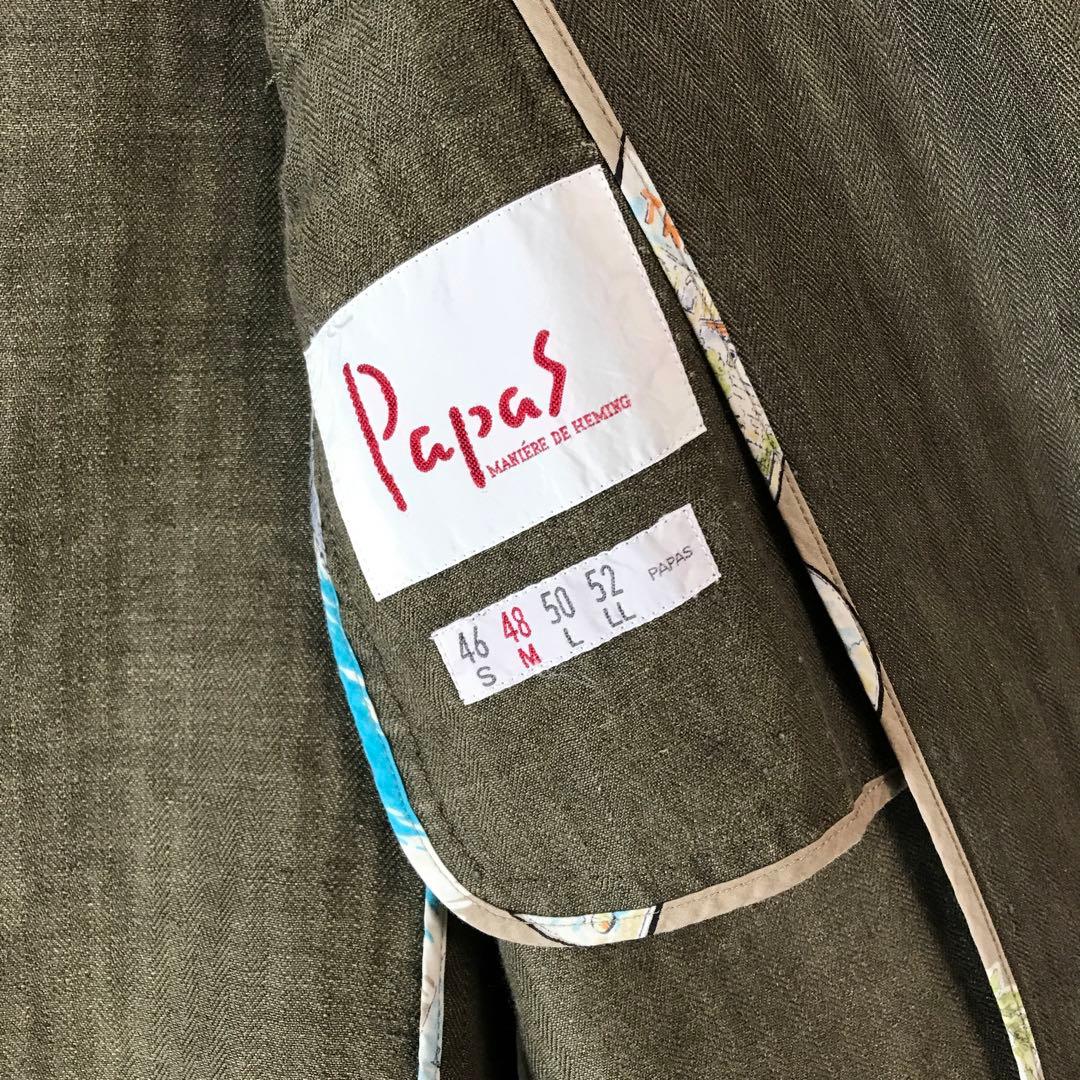 ジャケット・アウター papas linen jacket khaki dr