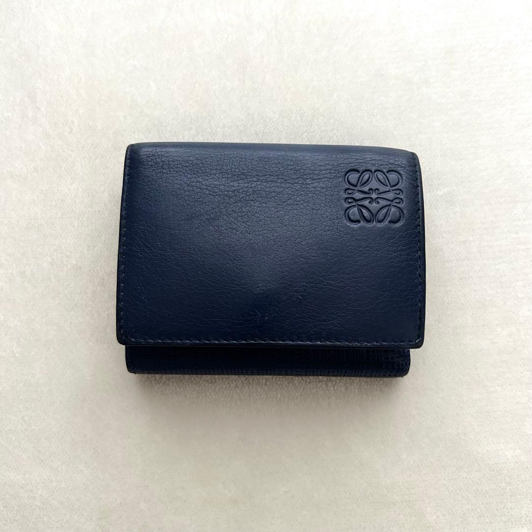 LOEWE ロエベ 三つ折り財布 折り財布 アナグラム ネイビー