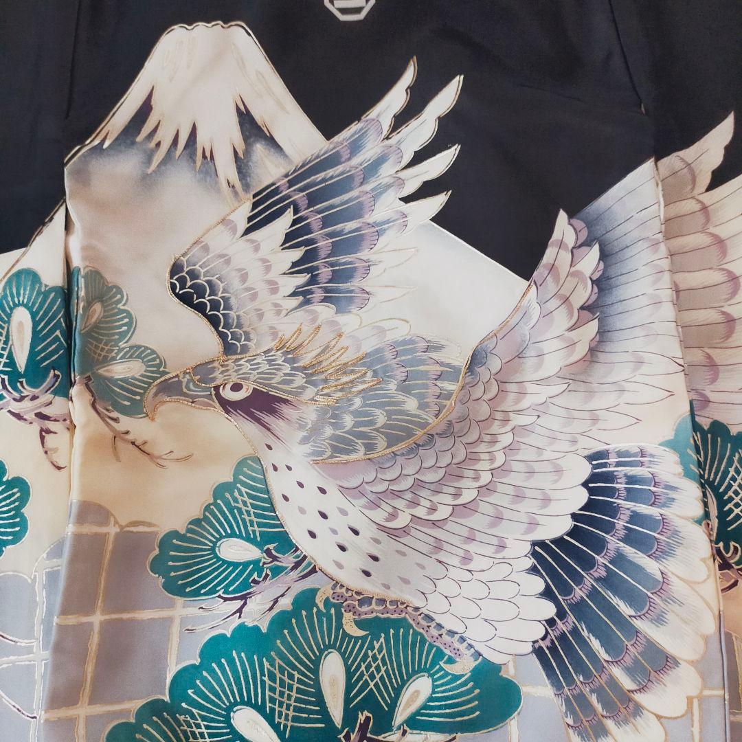 お宮参り 産着 祝着 富士 鷹 寿 金駒刺繍 五つ紋 男の子 0004