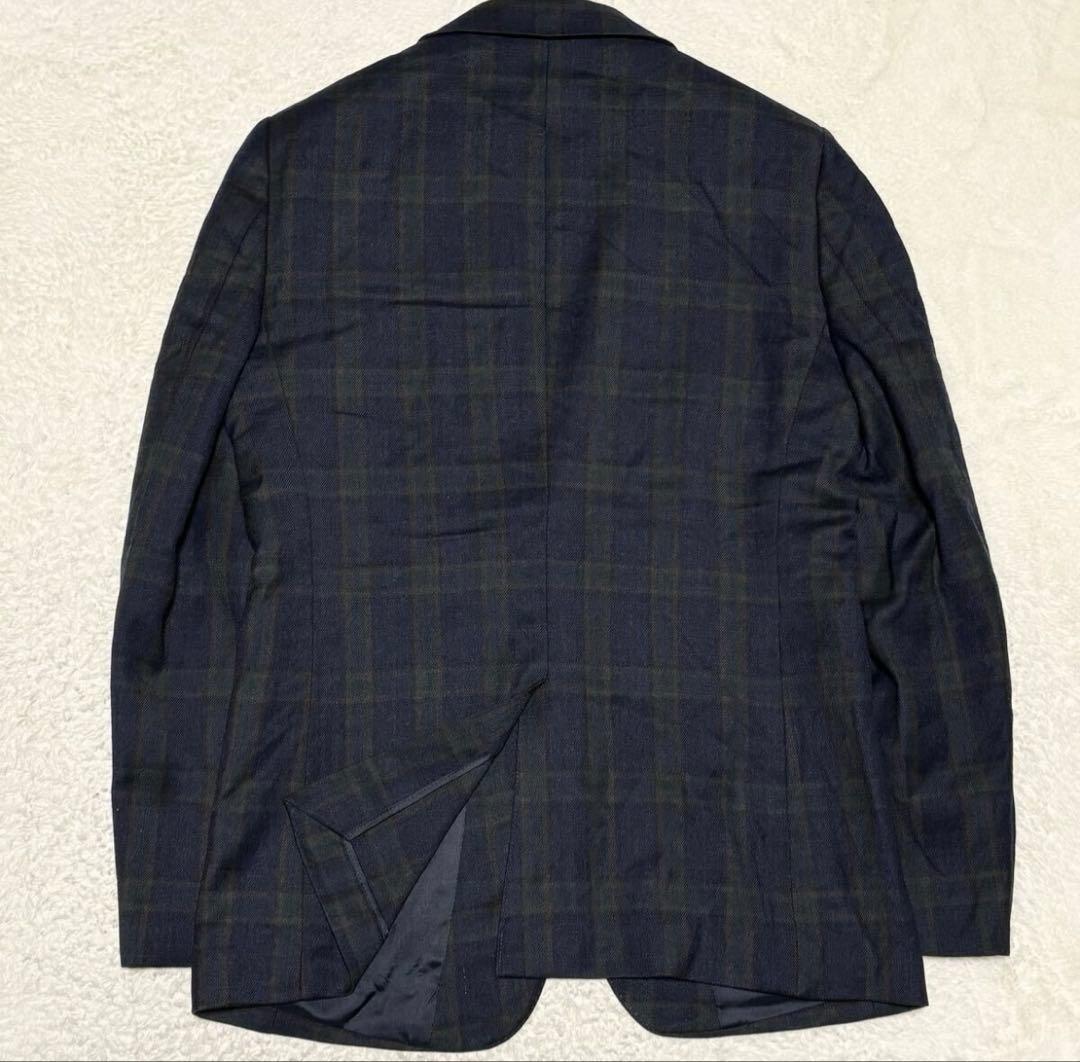 3P✨【スーツセレクト】ネイビー チェック柄 ビジネスジャケット A6 スリム