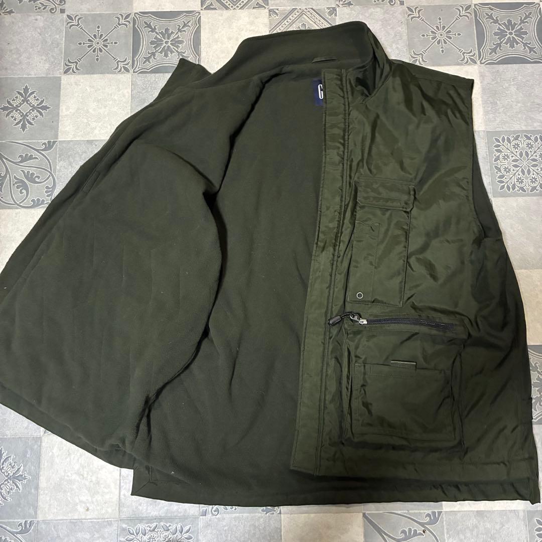 OLD GAP 00s フリース ナイロン ベスト XL y2k カーキ ジップ