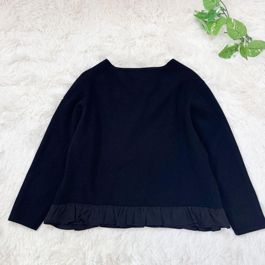 美品☆YOKO CHAN＊シルクフリル　ショート丈カーディガン　ボレロ　濃紺　M