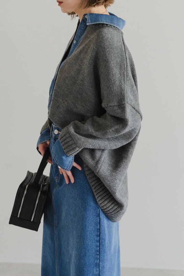 ✨即購入OK✨【新品】ボンジュールサガン　デニムレイヤード風カーディガン