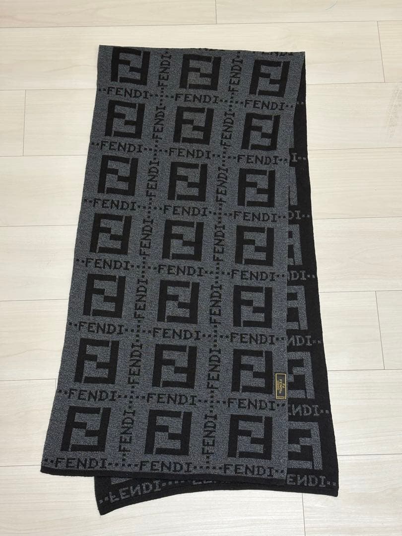 【里奈】FENDI フェンディ ズッカ柄 ストール マフラー リバーシブル