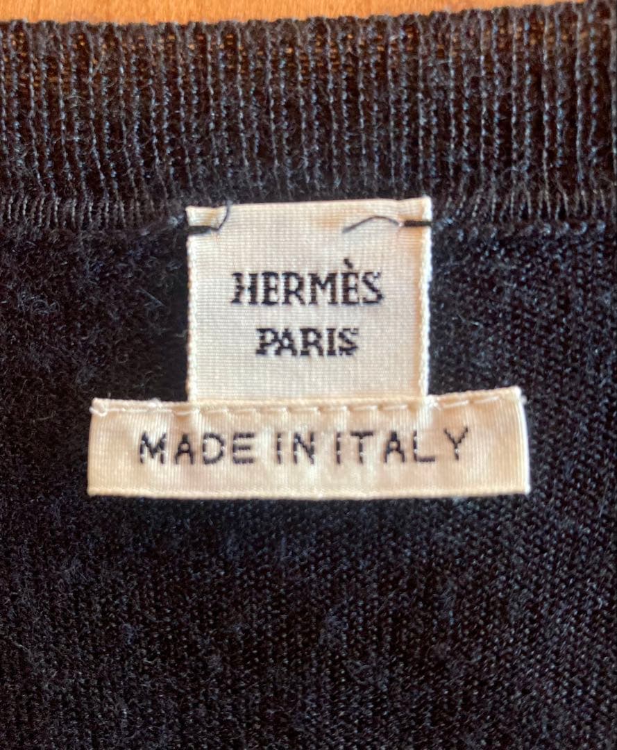 HERMES ロングカーディガン セリエボタン カシミヤ　極美品　クリーニング済