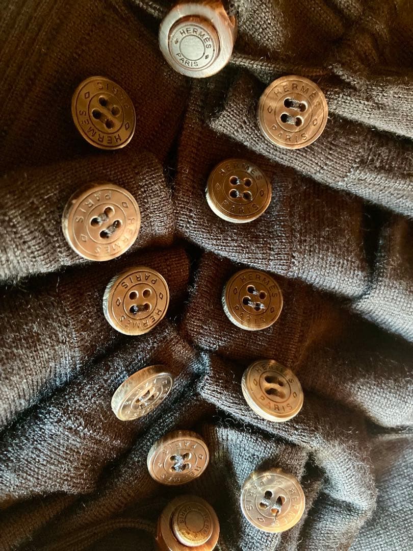 HERMES ロングカーディガン セリエボタン カシミヤ　極美品　クリーニング済
