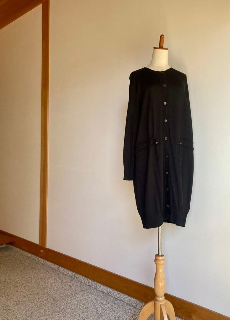 HERMES ロングカーディガン セリエボタン カシミヤ　極美品　クリーニング済