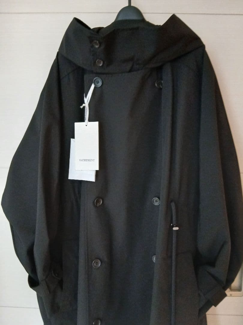 新品未使用　タグ付き　VACHEMENT 黒タフタロングトレンチコート
