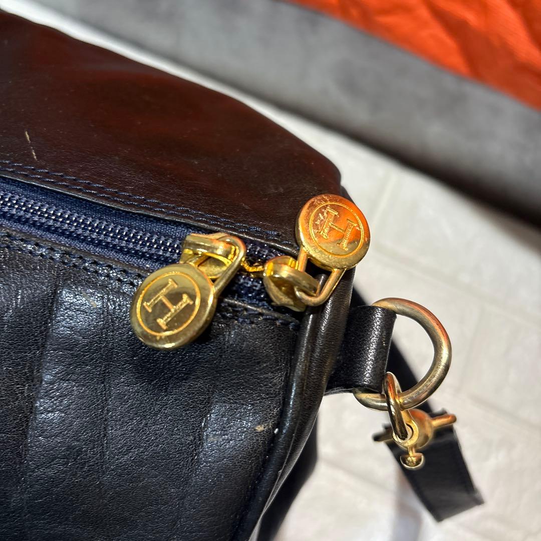 HIROFU ヒロフ　2wayボストンバッグ ショルダーブラック　レザー　金具