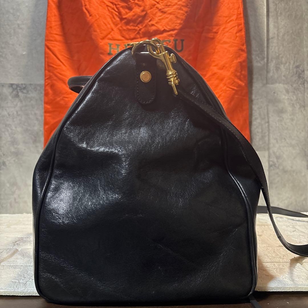 HIROFU ヒロフ　2wayボストンバッグ ショルダーブラック　レザー　金具