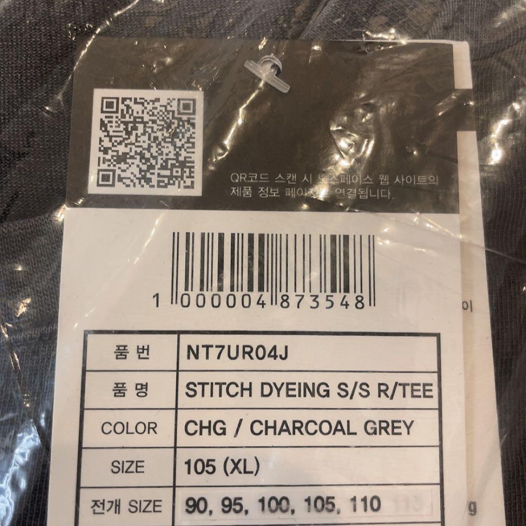 韓国ノースフェイス　ダメージTシャツ　グレー　XL 新品　ウォッシュ加工　XXL