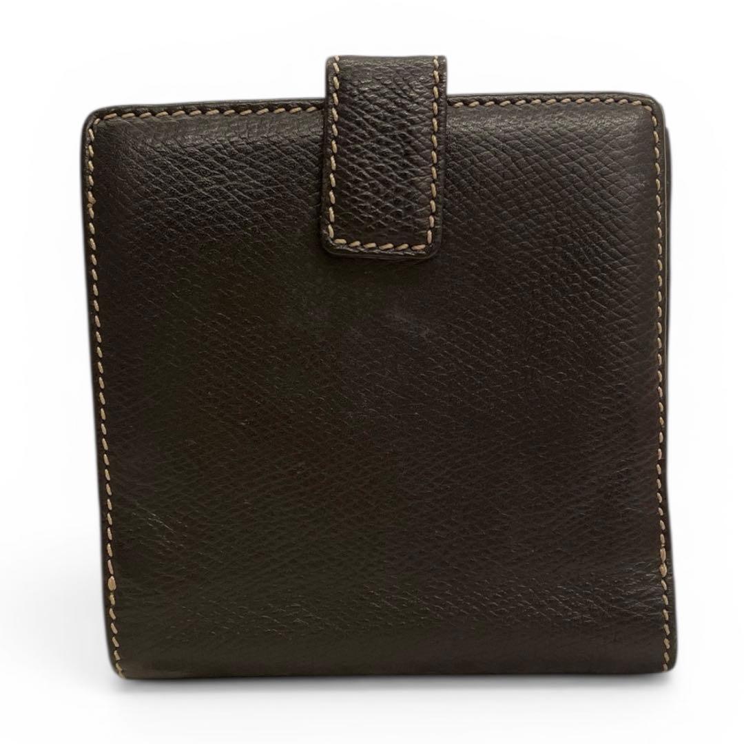 【良品】LOEWE／ロエベ 二つ折り財布 ダブルホック／小銭入れ／ダークブラウン