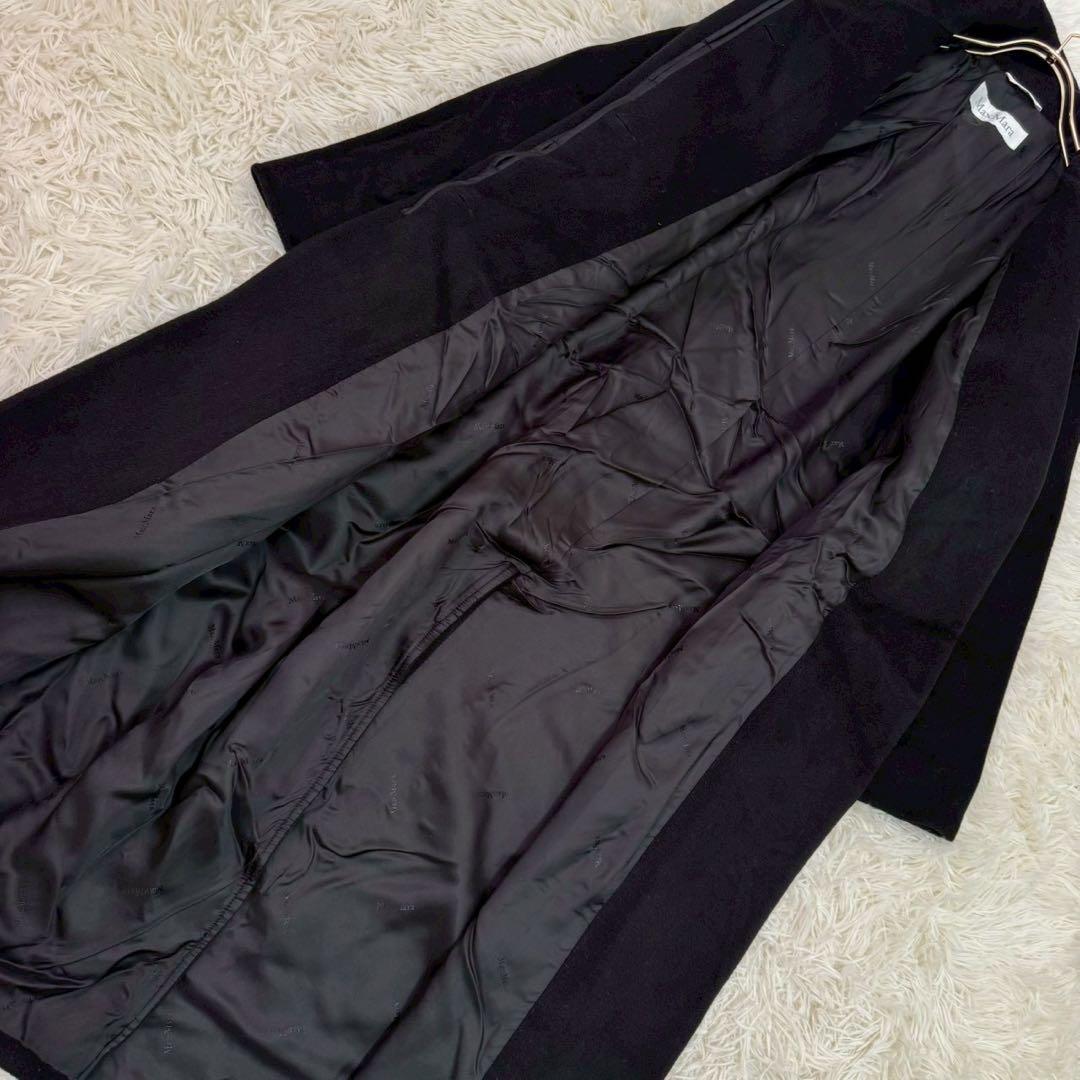 Max Mara ロングコート ブラック 42 キレイめ 上品 カシミア混