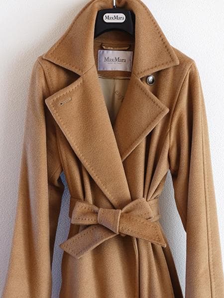 フ*u様 MaxMara■マックスマーラマニュエラアイコンコート36キャメル白タ