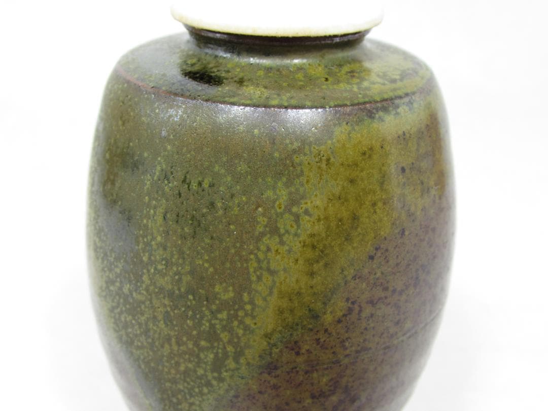 【茶道具】 丹波焼 市野信水 肩衝茶入　仕覆（薩摩間道） 信水窯 丹波茶入