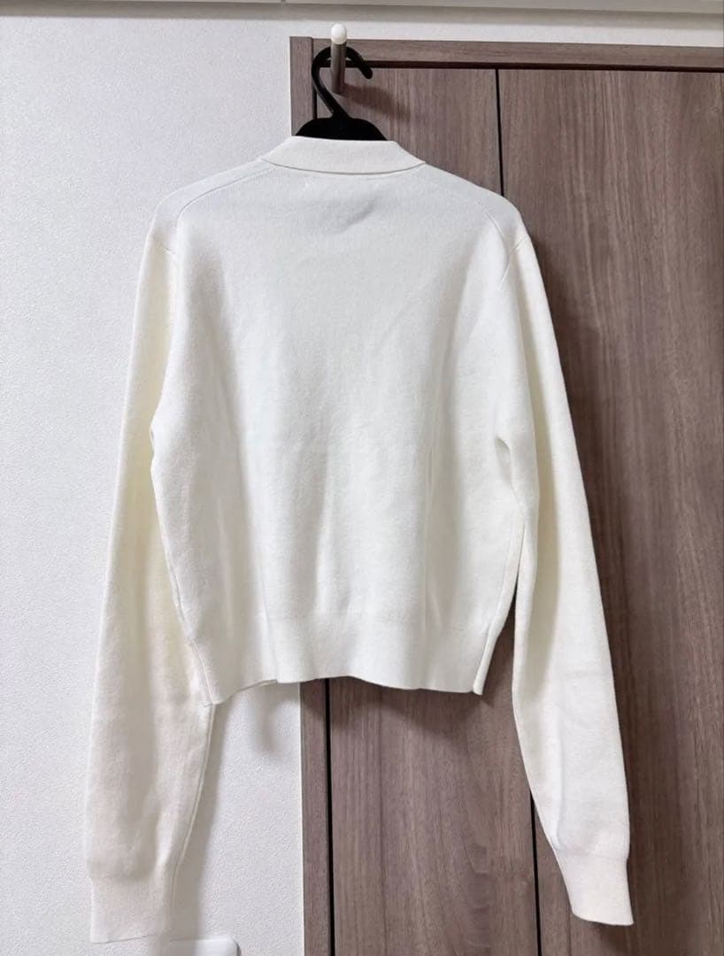 caban コットンカシミヤ パールロゴポロカーディガン　ホワイト