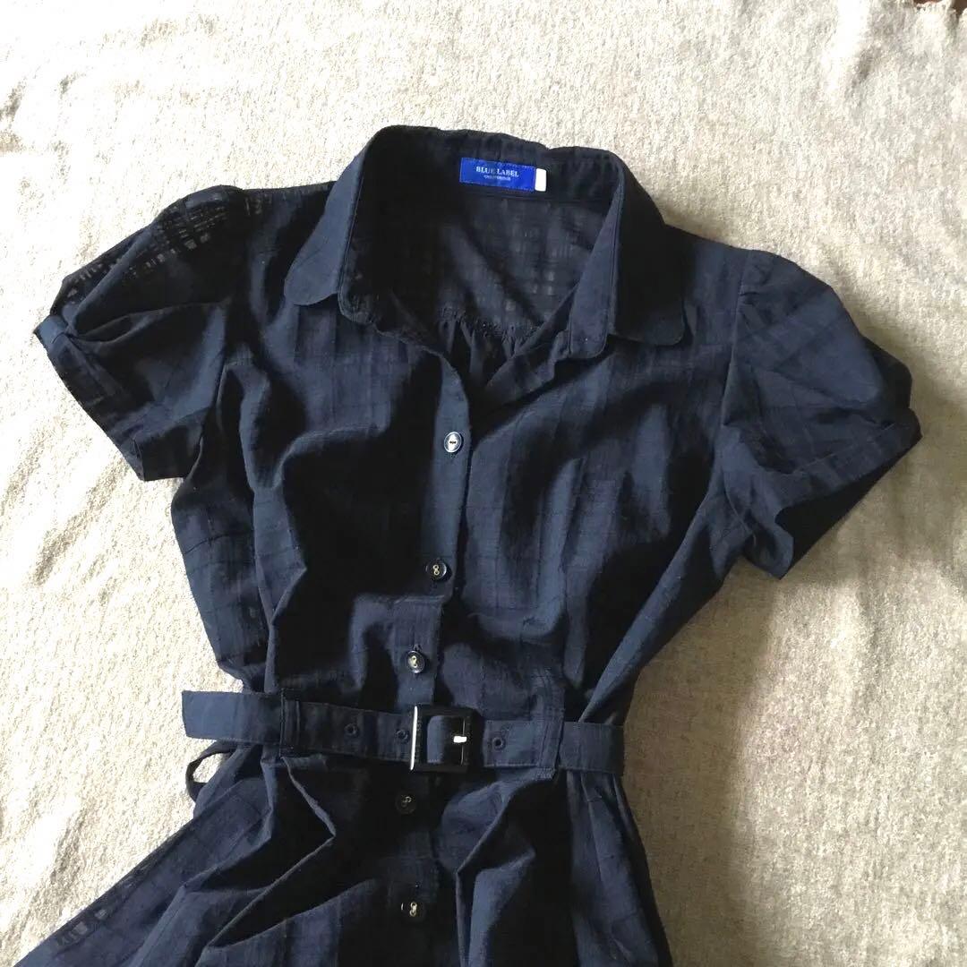 BLUE LABEL ブルーレーベルクレストブリッジ　半袖ワンピース　ネイビー
