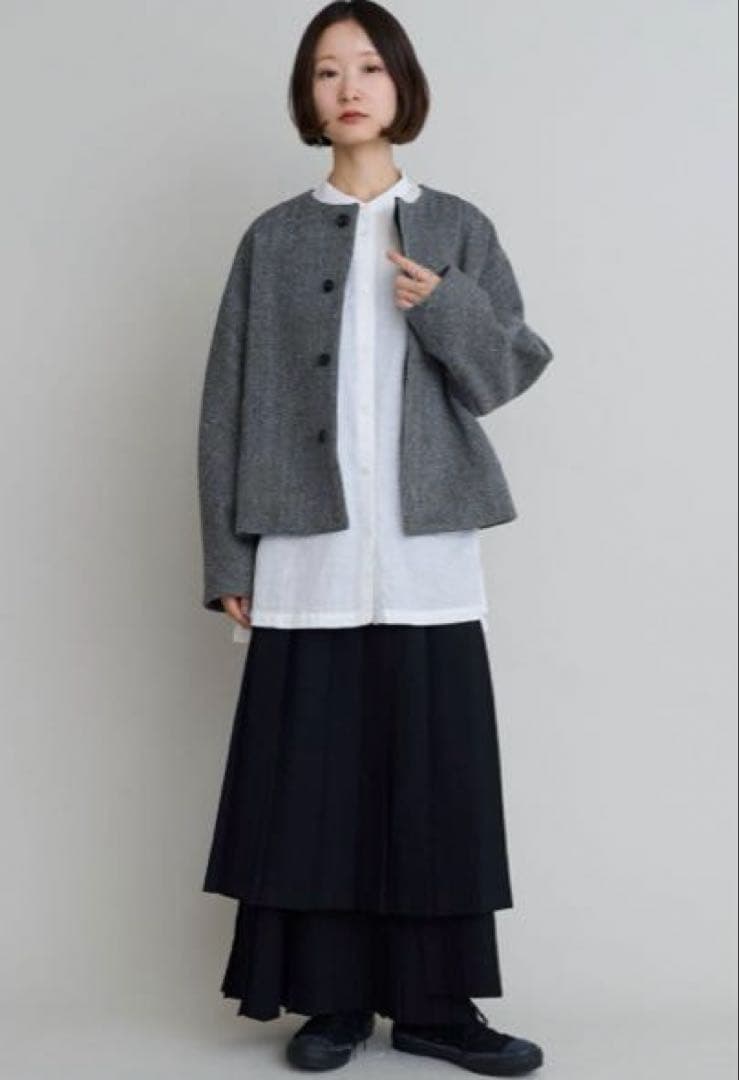 【新品・未使用】iki トロピカルワッシャープリーツコラージュスカート