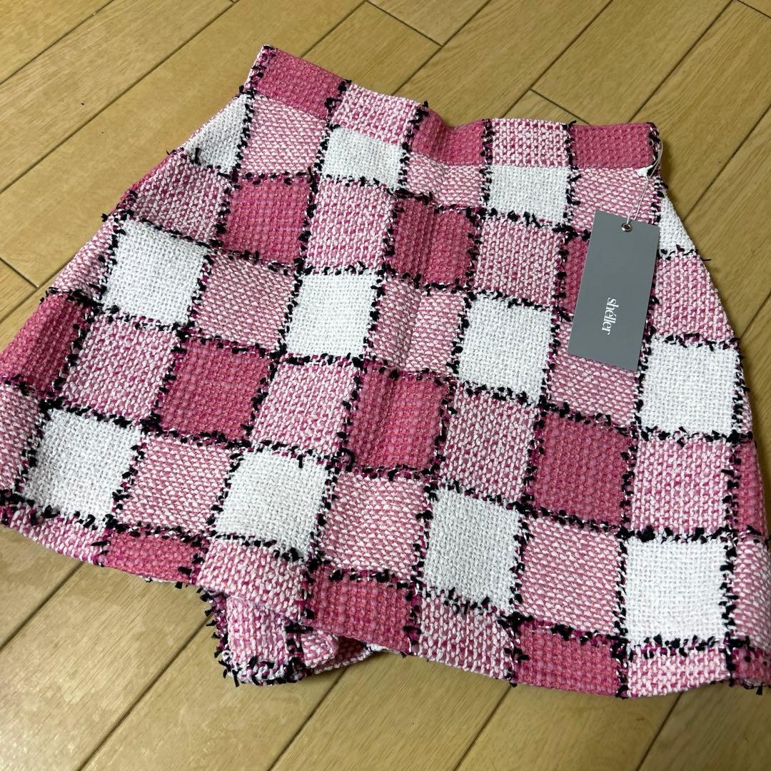sheller シェリエ　ギンガムチェック　スコート　ピンク　ショートパンツ