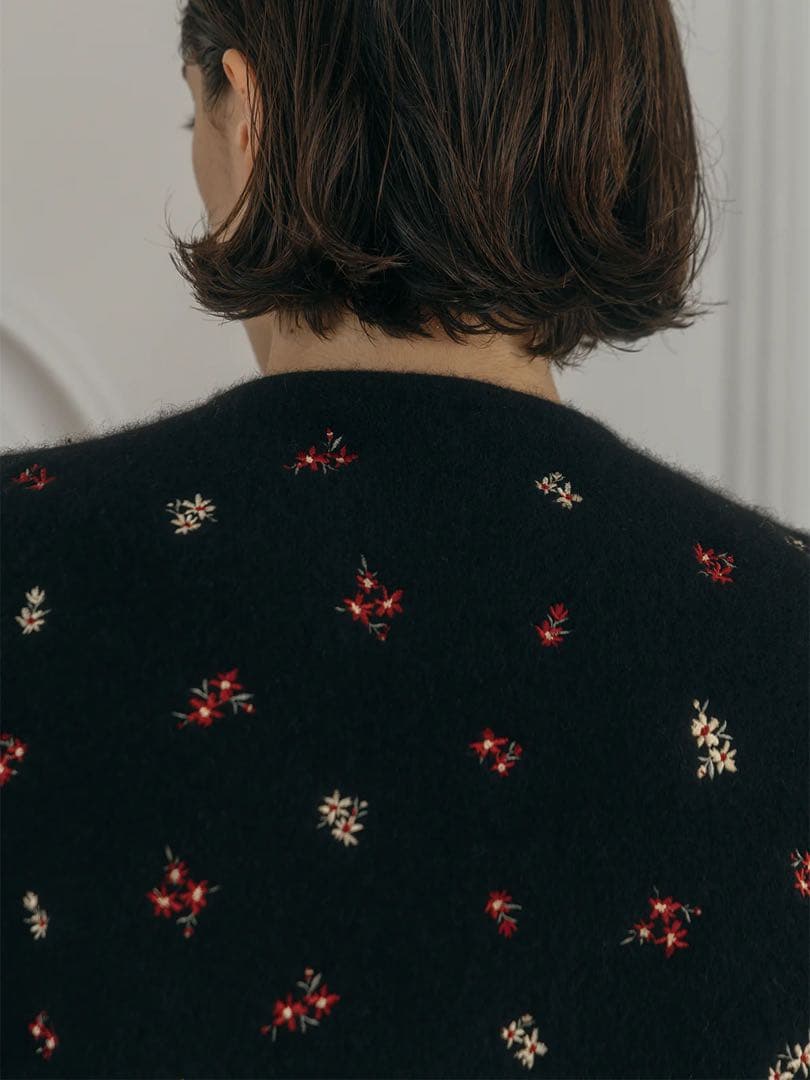 トップス CREDONA FLOWER EMBROIDERY KNIT JACKET