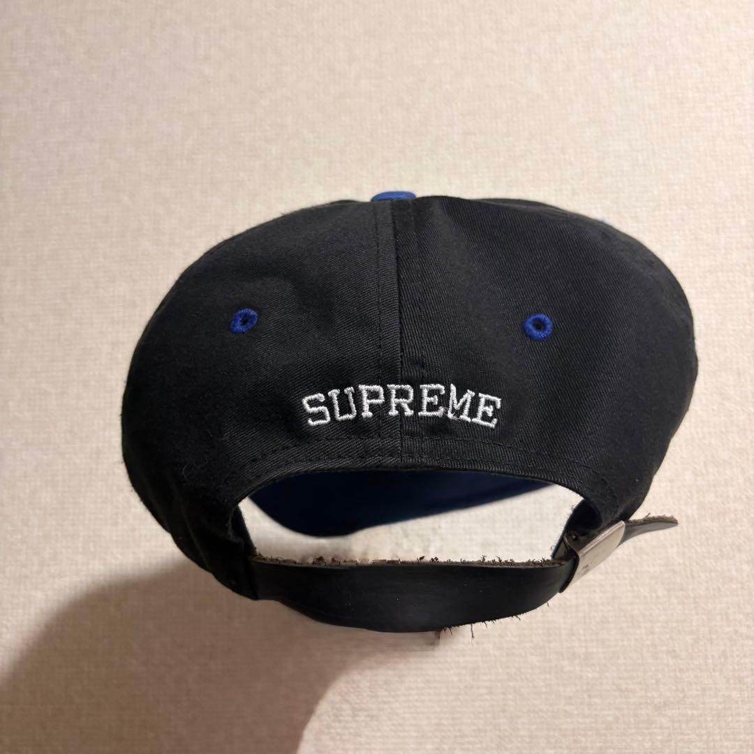 SUPREME 刺繍Sロゴ キャップ 黒/青