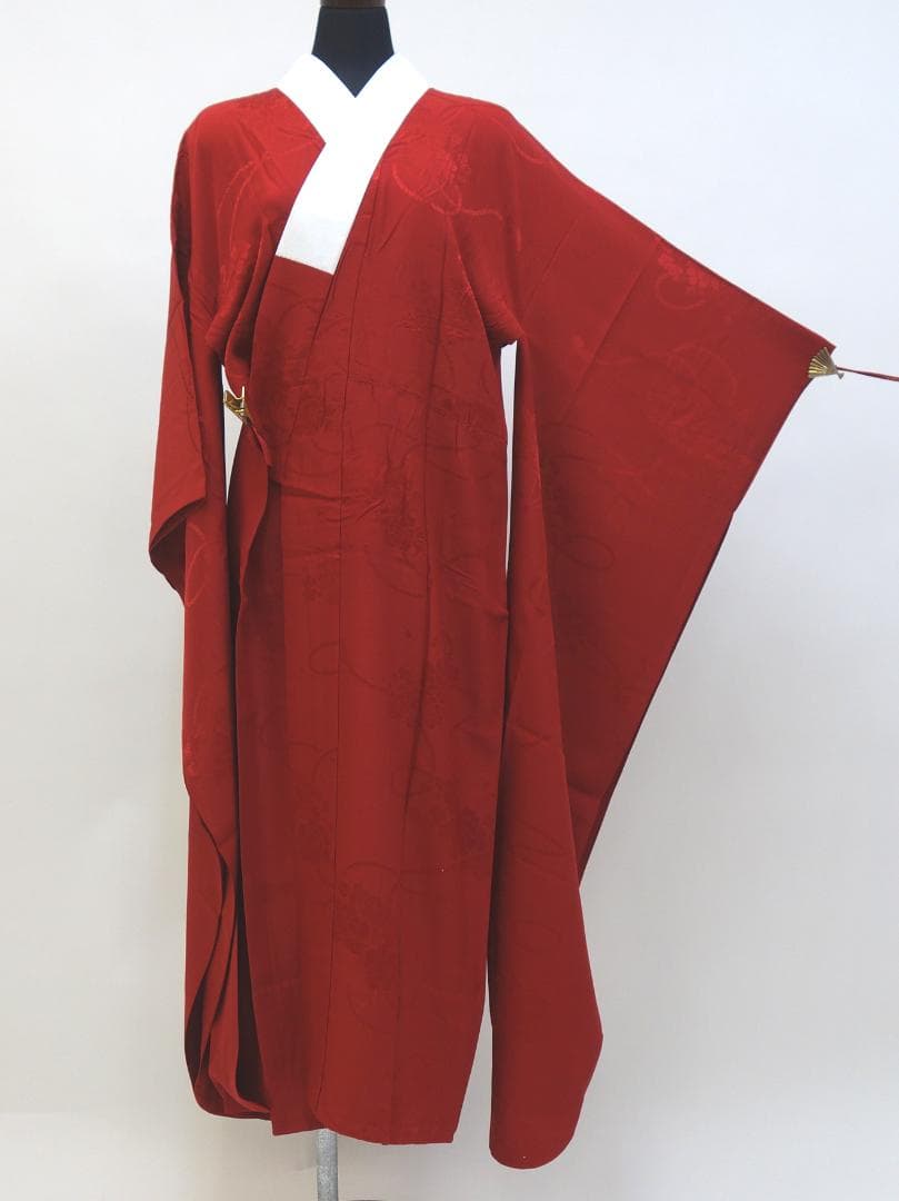 中古美品 振袖 長襦袢 帯揚げ 作家物 辻ヶ花 金糸 紫■ON71104-14