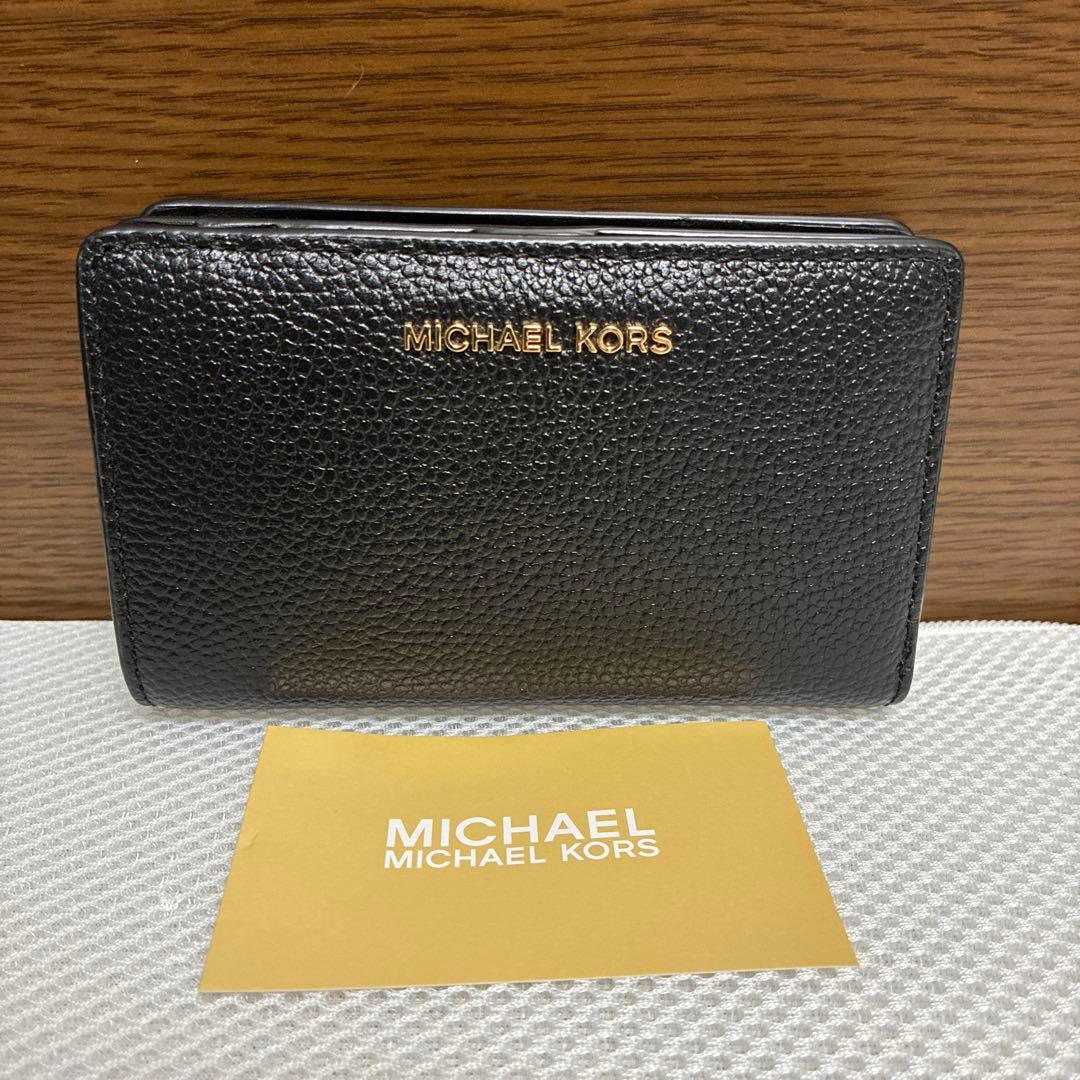 新品　マイケルコース　二つ折り財布　ブラック　レザー