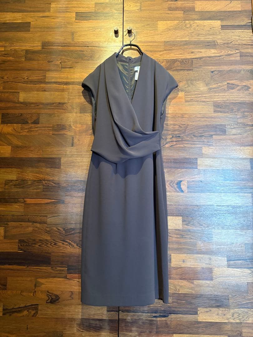 マックスマーラ　ワンピース　カシュクール　ドレープ　茶　Max Mara　白タグ
