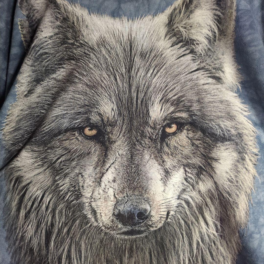 THE MOUNTAIN 狼 ビッグプリント タイダイTシャツ XL ブルー 青