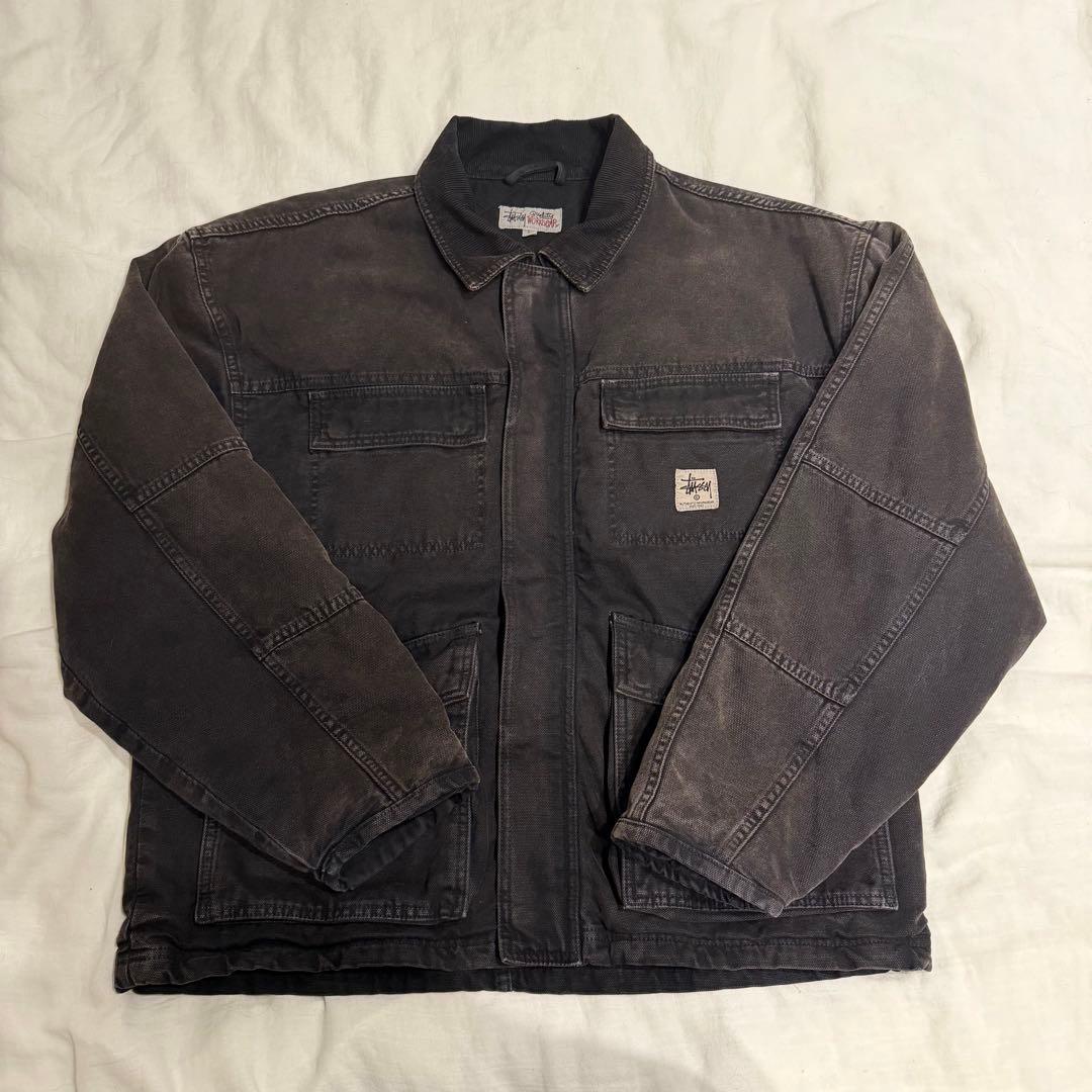 ブラック STUSSY WASHED CANVAS JACKET L
