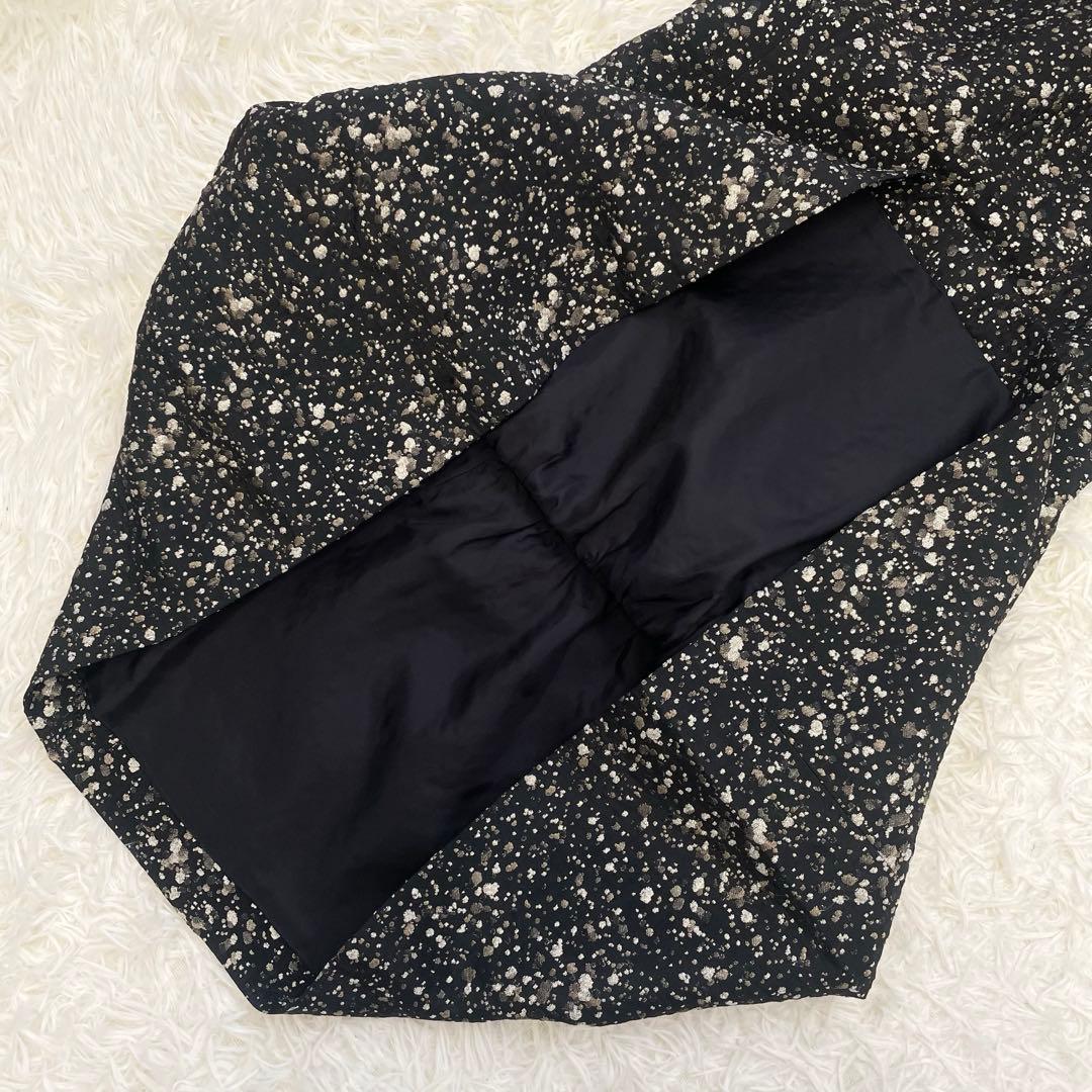 美品✨️ルネ ジャガードワンピース ラメ ひざ丈ワンピース リボン ブラック 36