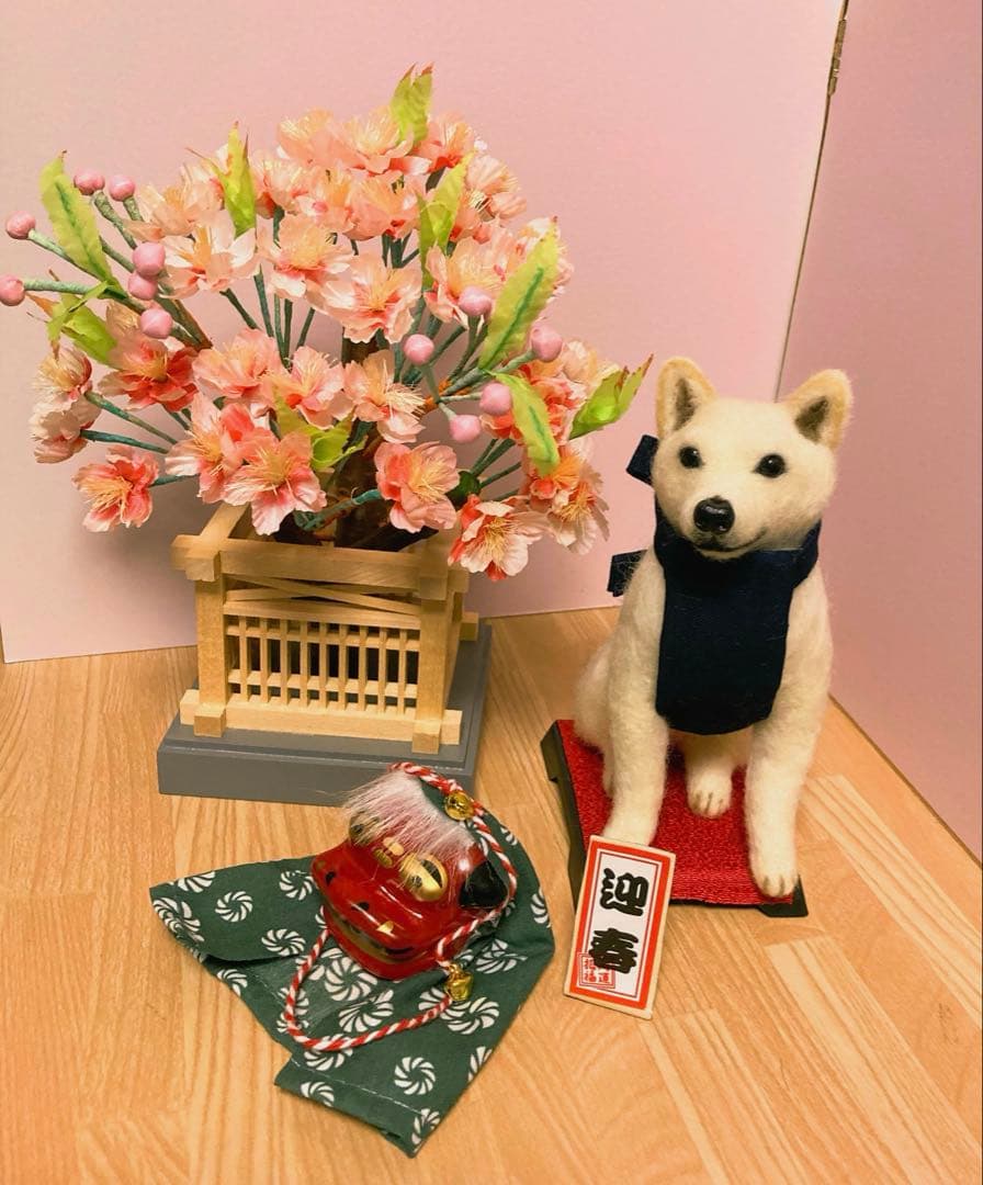 羊毛フェルト　獅子舞犬　柴犬