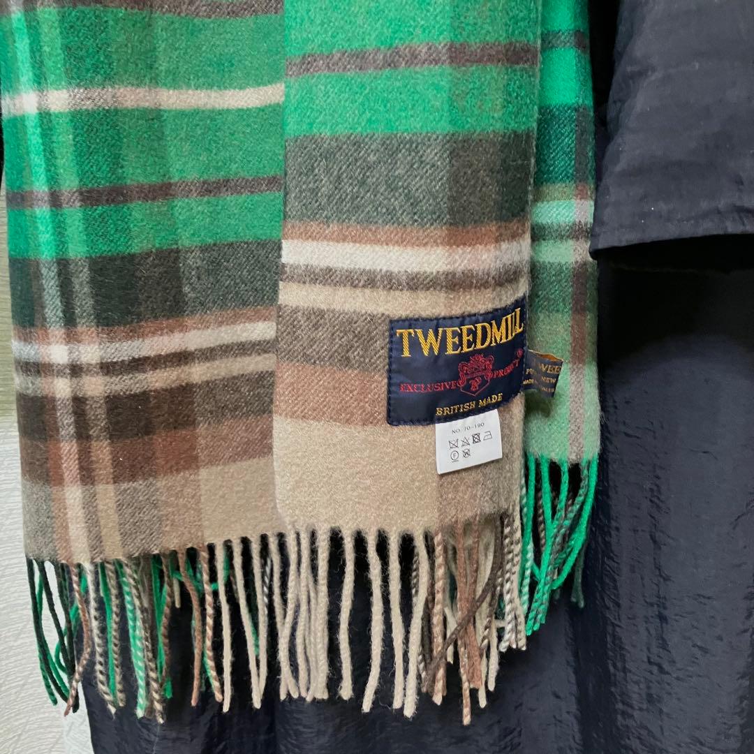 美品 TWEEDMILL ツイードミル 大判ストール ラムウール マフラー