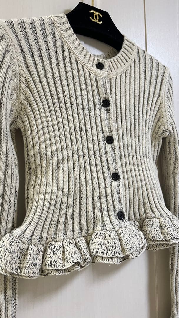 新品CLANE W FACE SHORT FRILLED KNIT TOPS