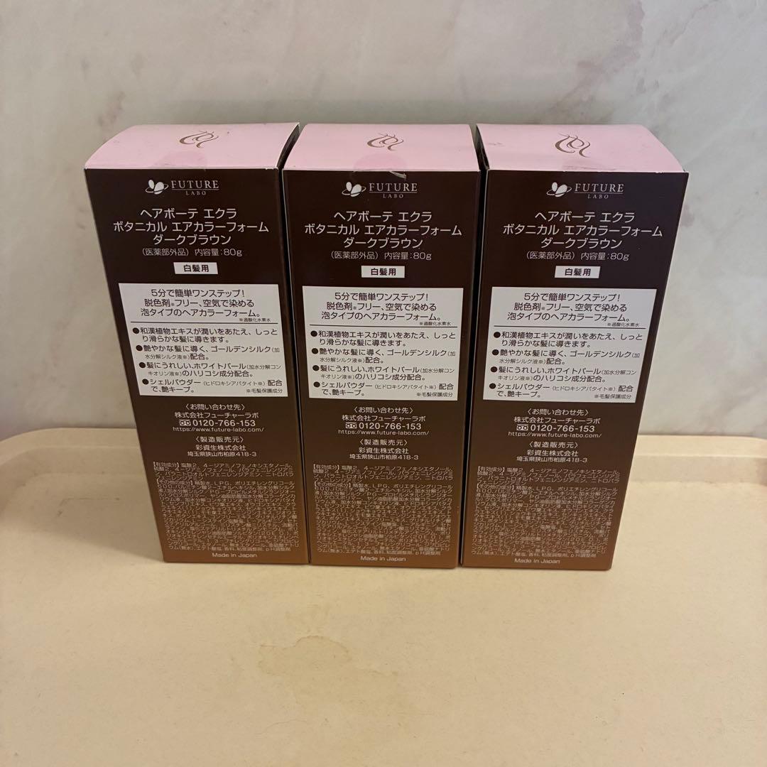 ヘアボーテボタニカル エアカラーフォーム ダークブラウン 80g 3個セット