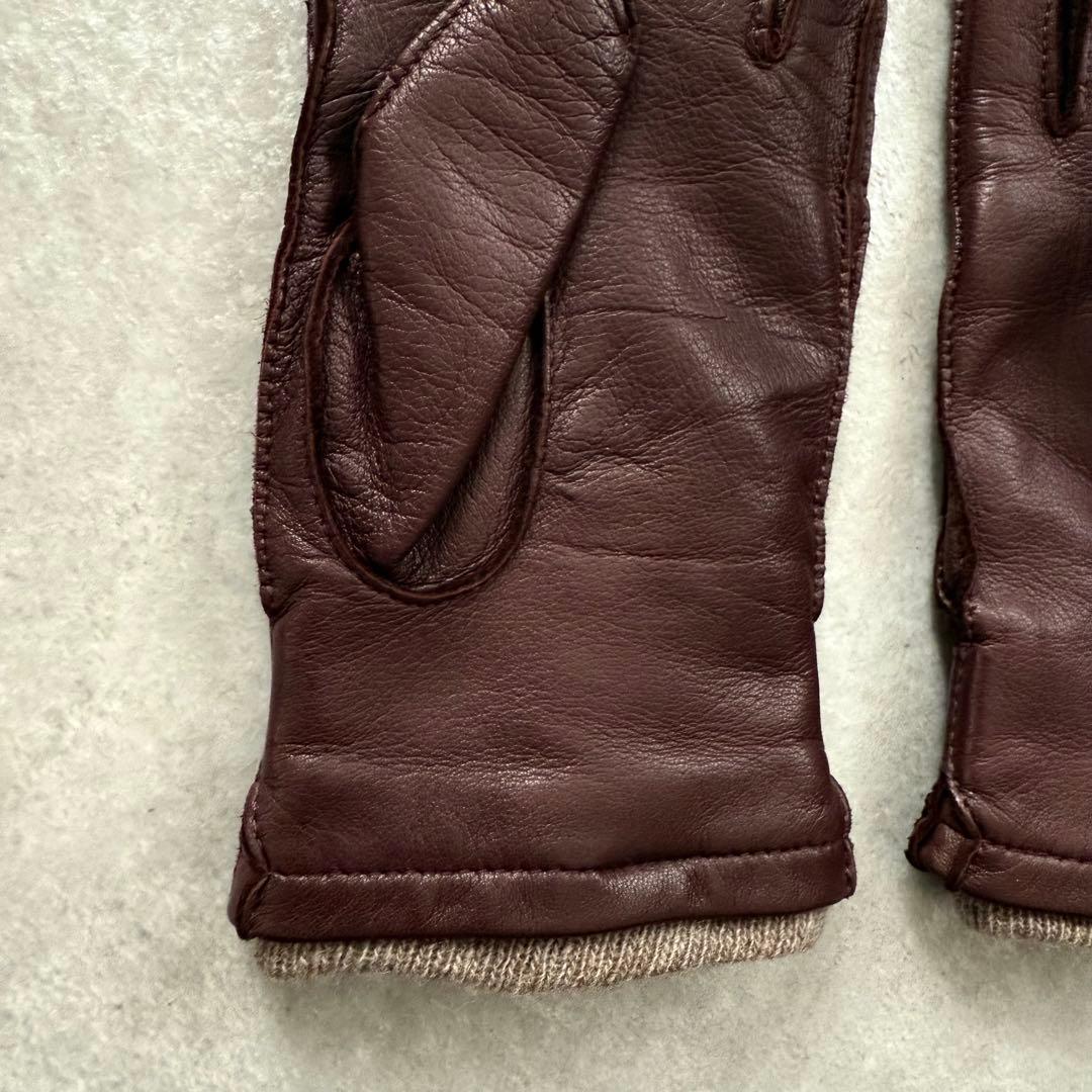 美品 Gloves グローブス イタリア製 ラムレザー イントレチャート 手袋
