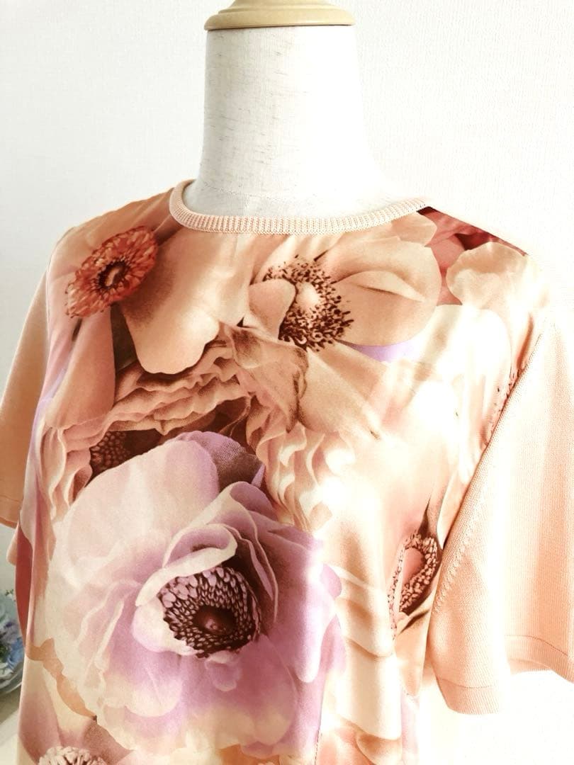 美品　フェラガモ　トップス　シルク　コットン　フラワー　花柄　アンサンブル
