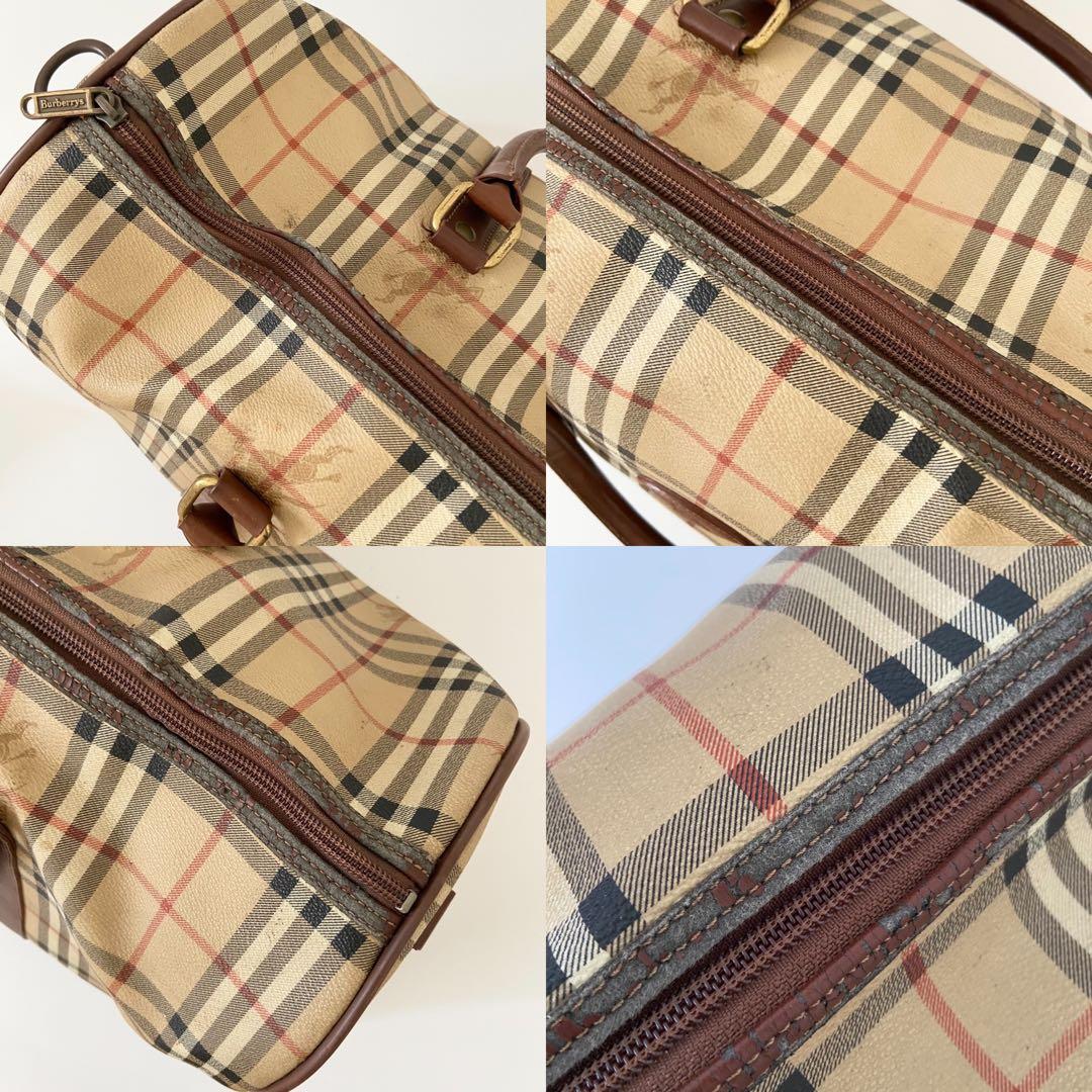 極美品　バーバリー ボストンバッグ ノバチェック ホースロゴ 2way PVC