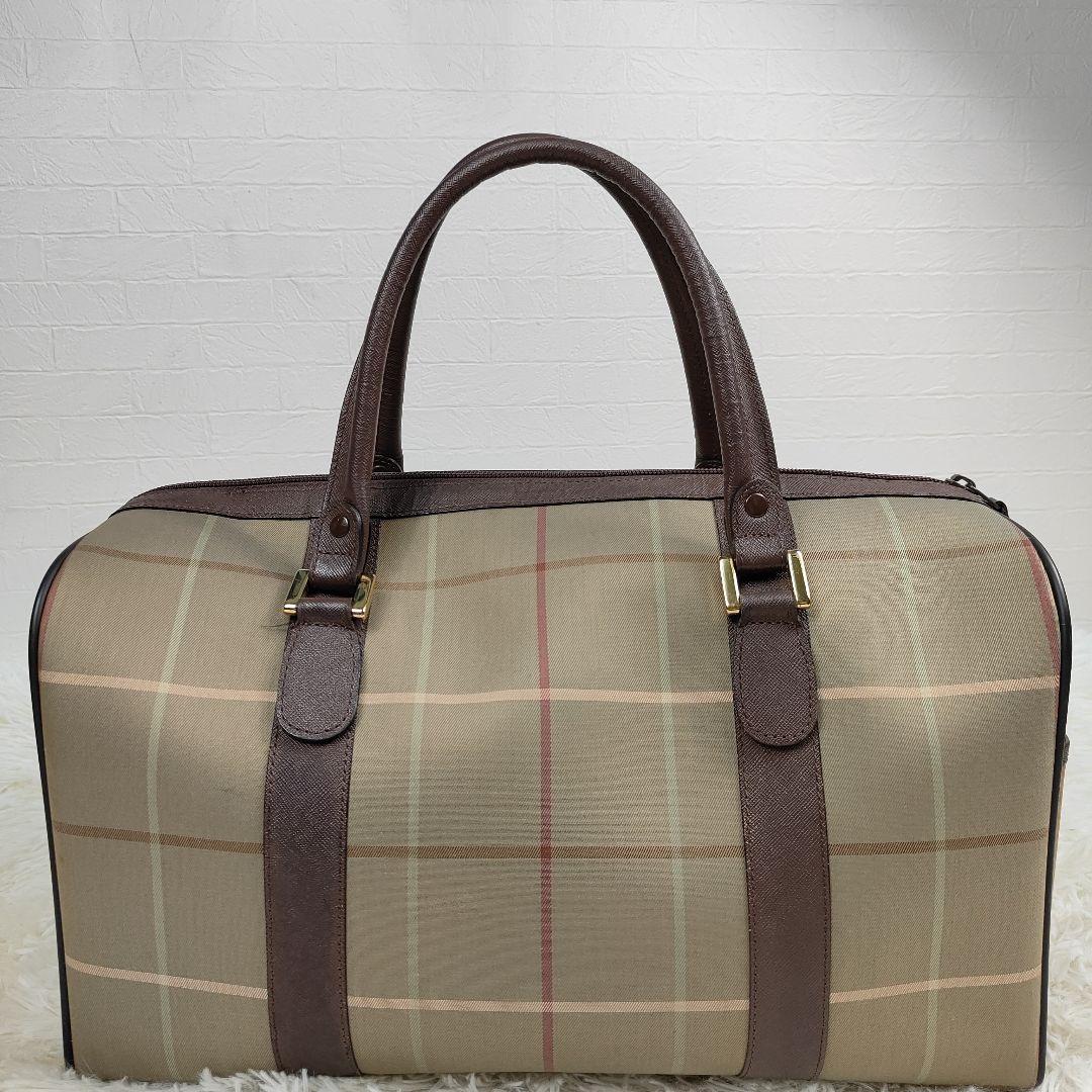 本日限定価格　BURBERRY　ボストンバッグ　キャンバス　レザー　ペンチェック