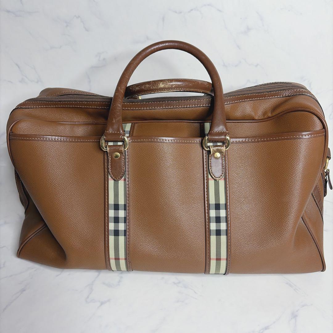 希少✨️BURBERRY ボストンバッグ 2way レザー ブラウン ノバチェック
